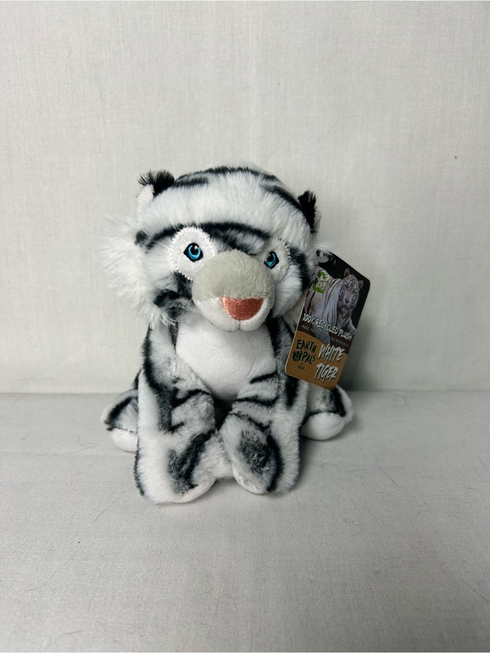 White Tiger Plush Cat Toy - White & Gray